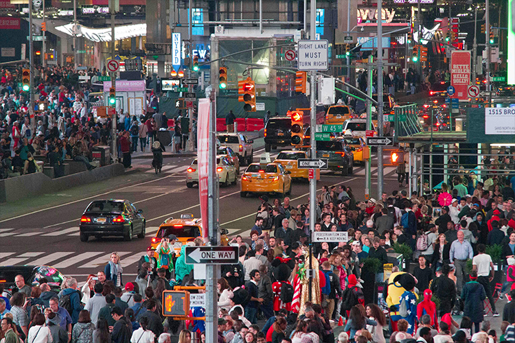 Walking in congested areas like busy streets or malls requires excellent peripheral vision.