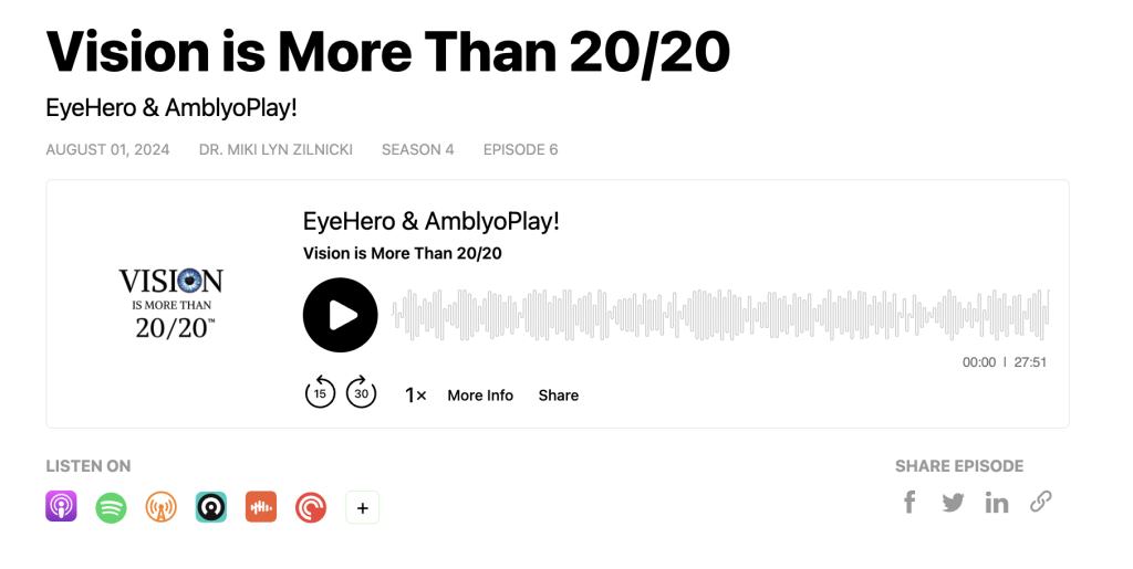 Vision Is More Than 20/20 podcast episode featuring Eye Hero discussing modern vision training.