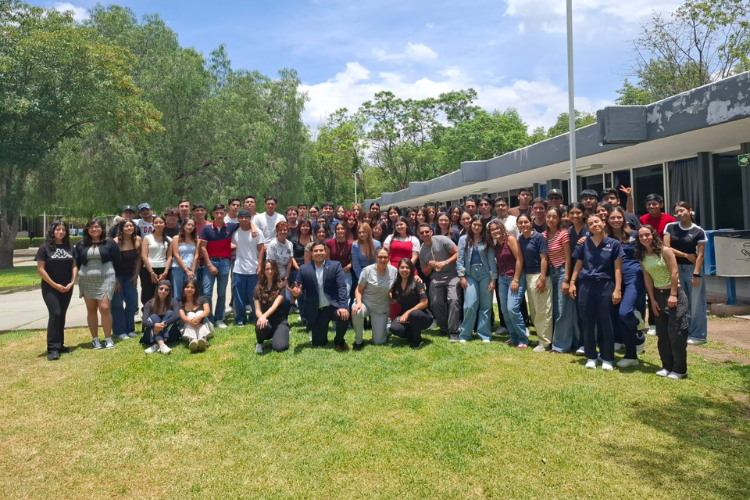 Eye Hero team with UAA students during a vision training education visit in Aguascalientes, Mexico